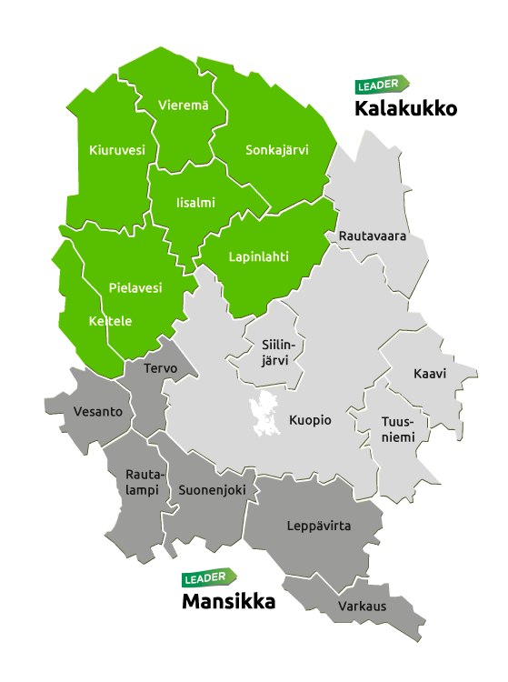 Ylä-Savon Veturin toiminta-alue kartalla.