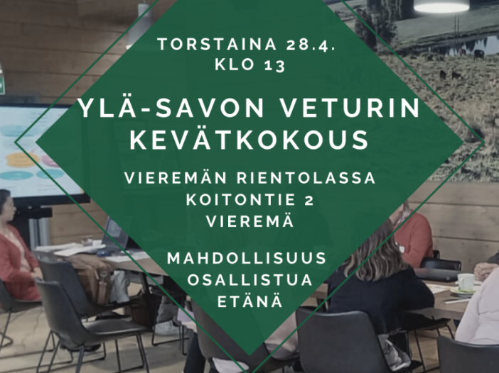 Ylä-Savon Veturin kevätkokous rientolassa 28.4. kello 13. Mahdollisuus osallistua etänä.